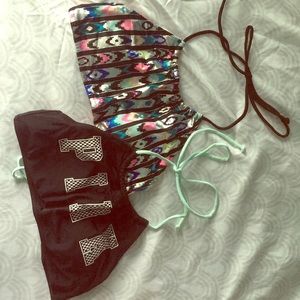 TWO VS PINK halter swim suit tops.. size medium
